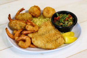 aransas platter with fish and shrimp