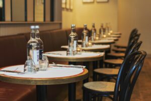 tables and chairs in a clean restaurant setting